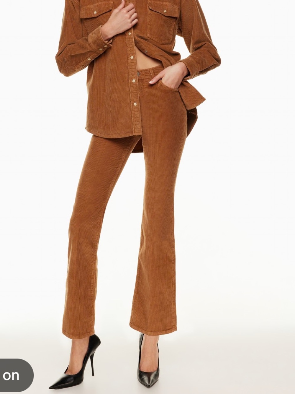 Denim Forum The Marianne Flare Corduroy Pants in Camel Size: 26